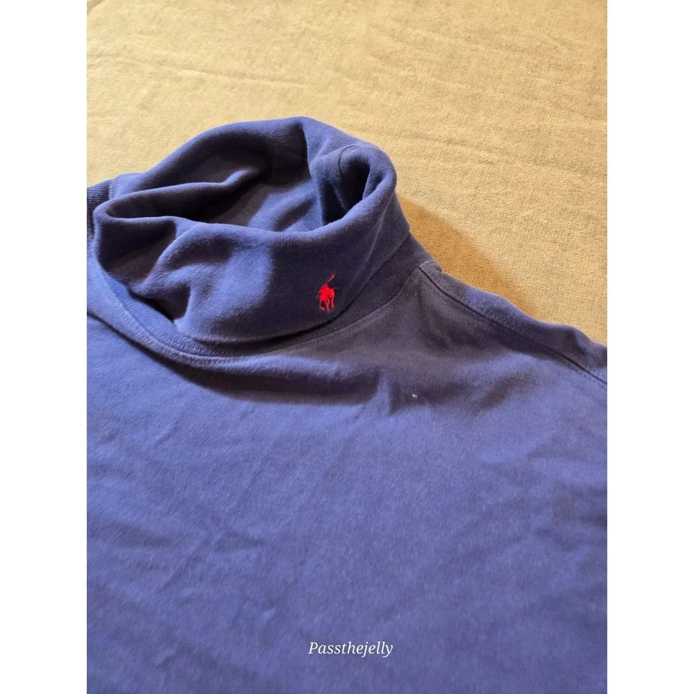 Polo Ralph Lauren Sweater Mens XXL Navy 100% Cotton Pony Embroidered Turtleneck